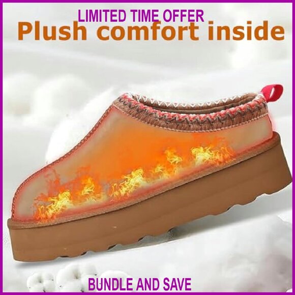 Platform Slippers Fleece Lined Sneakers Anti-Slip Boots Women's Size - Picture 5 of 8